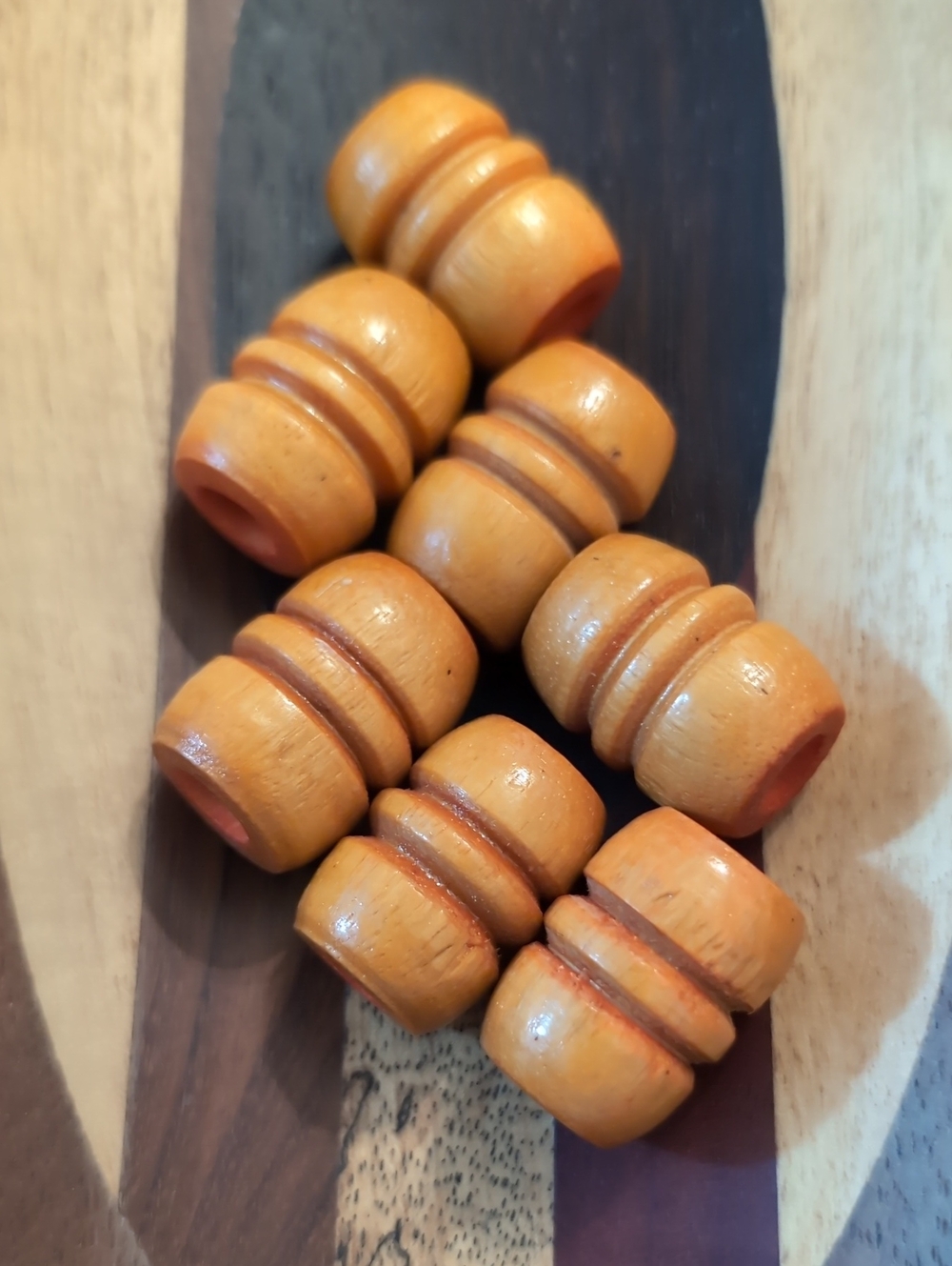 1970s Vintage Terracotta Orange Double Groove Beehive Barrel Beads